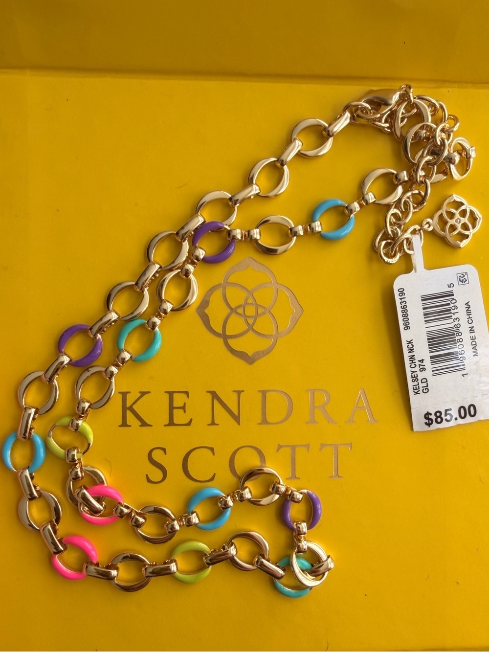 Kendra Scott Gold-Tone Chain Necklace with Multicolor Enamel Links